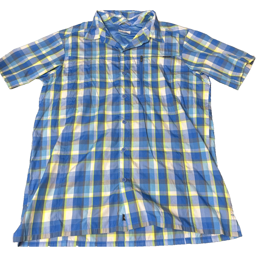 Columbia Omni Shade Fishing Shirt Men’s Large Short Sleeve Button Up Plaid Vent